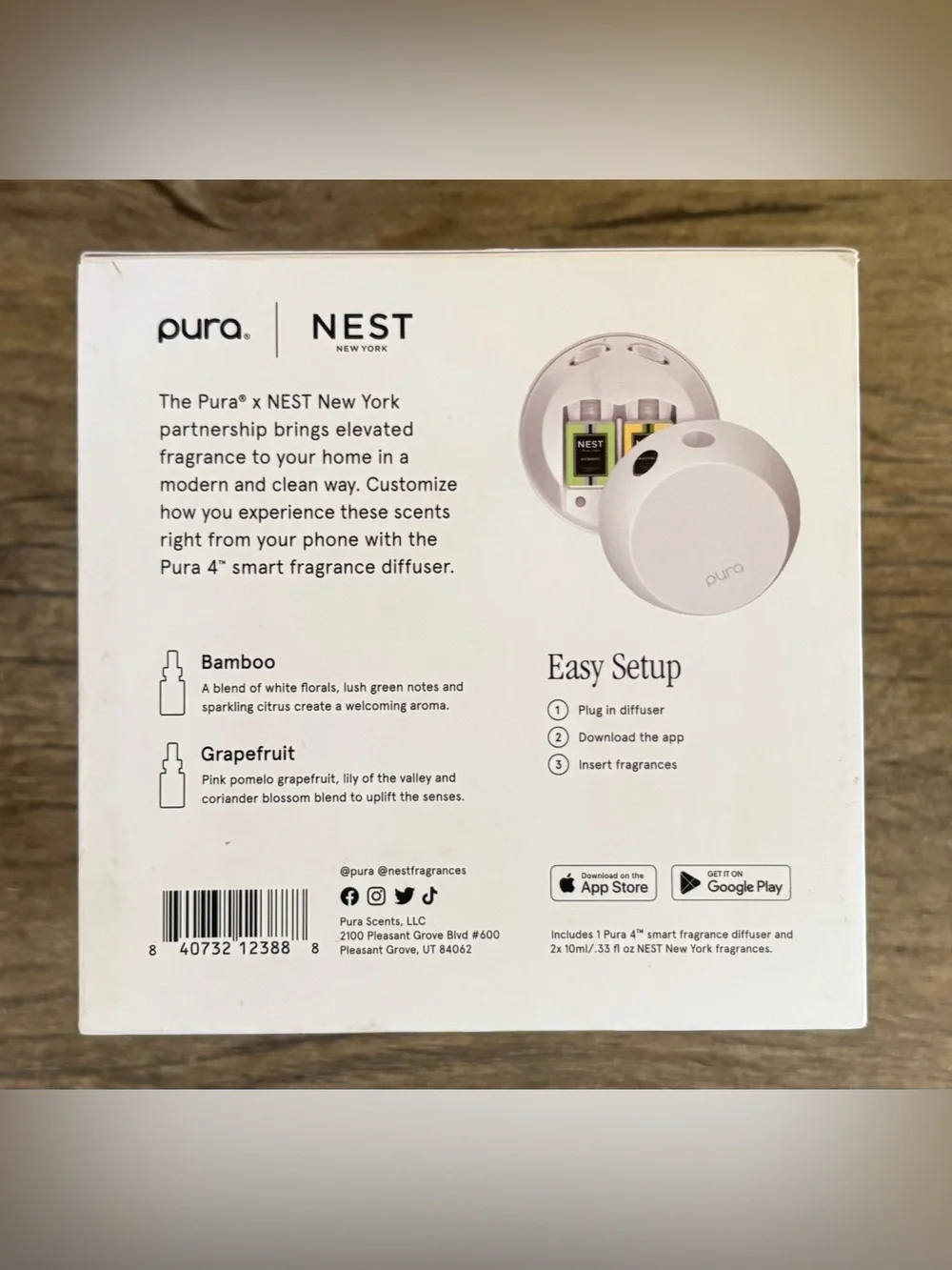 Pura x NEST New York Smart Home Fragrance Diffuser Set Grapefruit And Bamboo NIB